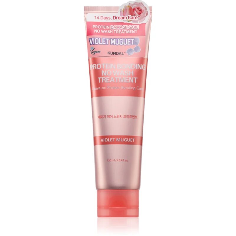 KUNDAL Protein Bonding Care No Wash Treatment nega brez spiranja za poškodovane lase z vonjem Violet Muguet 130 ml