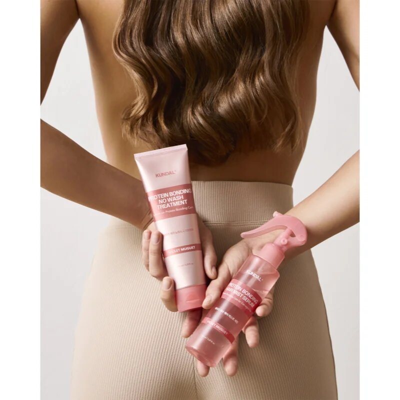 KUNDAL Protein Bonding Care No Wash Treatment nega brez spiranja za poškodovane lase z vonjem Violet Muguet 130 ml