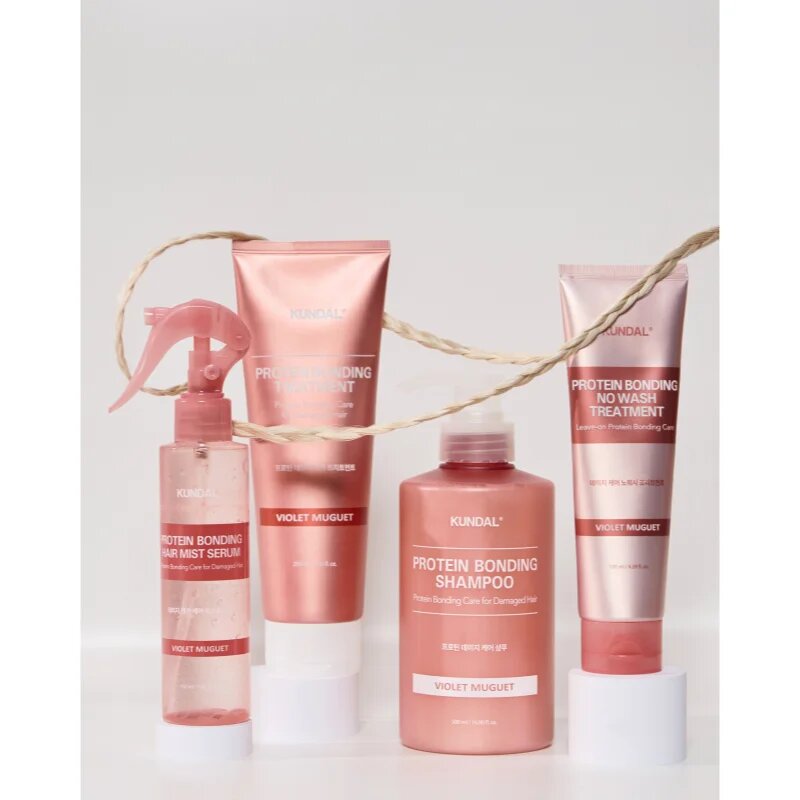 KUNDAL Protein Bonding Care No Wash Treatment nega brez spiranja za poškodovane lase z vonjem Violet Muguet 130 ml