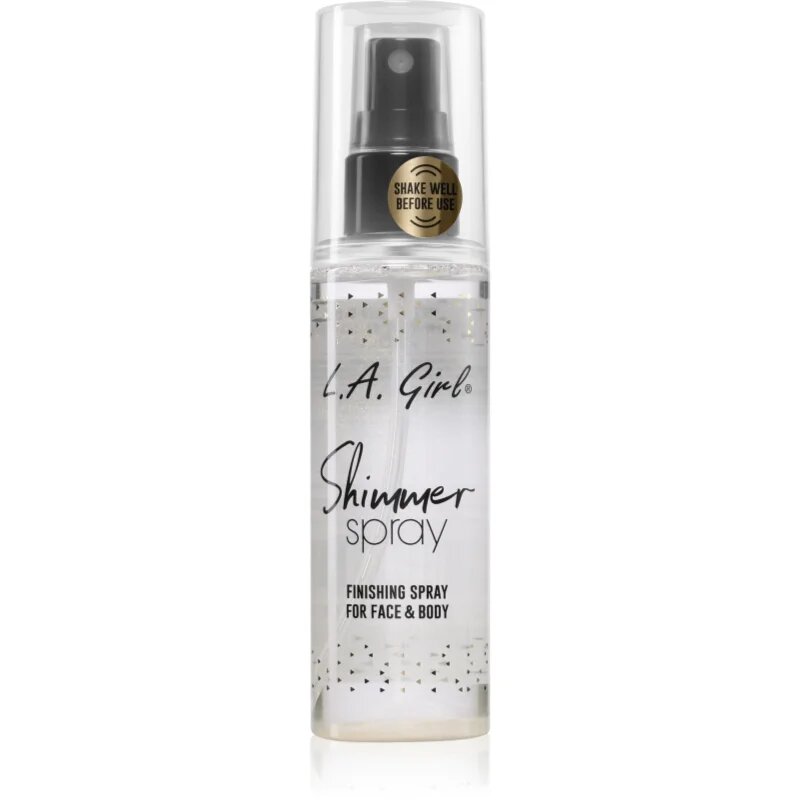 L.A. Girl Cosmetics Shimmer Spray pršilo za fiksiranje make-upa za obraz in telo odtenek Gold 80 ml