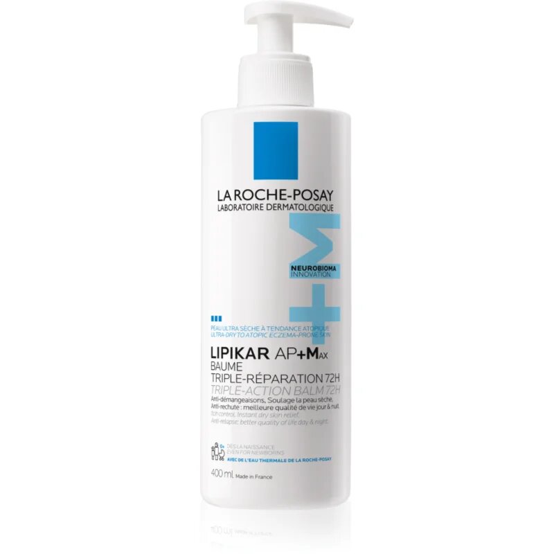 La Roche-Posay Lipikar AP+Max Balm negovalni balzam za telo za zelo občutljivo suho in atopično kožo 400 ml