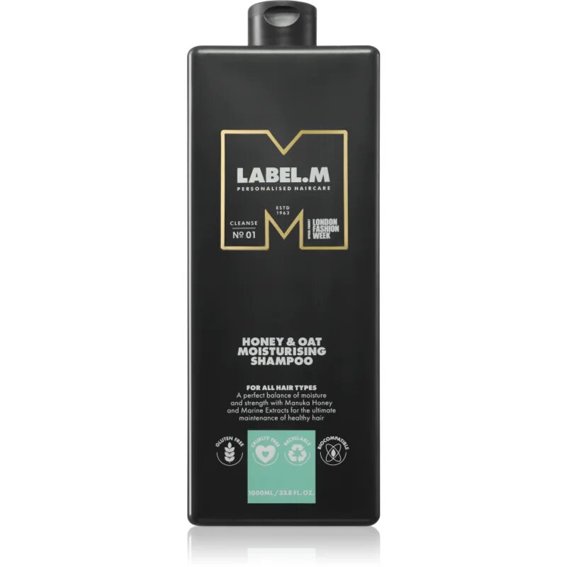 label.m Honey & Oat vlažilni šampon za vsakodnevno uporabo 1000 ml