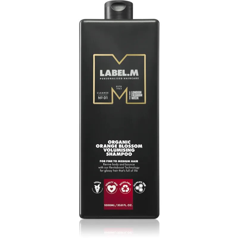 label.m Organic Orange Blossom Volumising Shampoo naravni šampon za volumen las 1000 ml