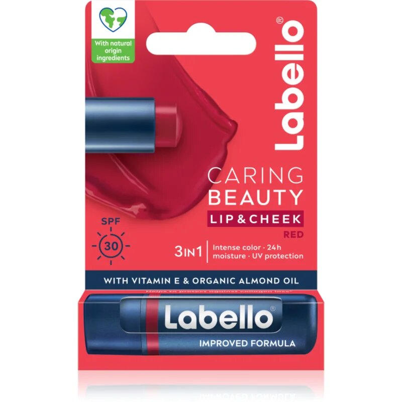 Labello Caring Beauty balzam za ustnice za toniranje odtenek Red 4.8 g