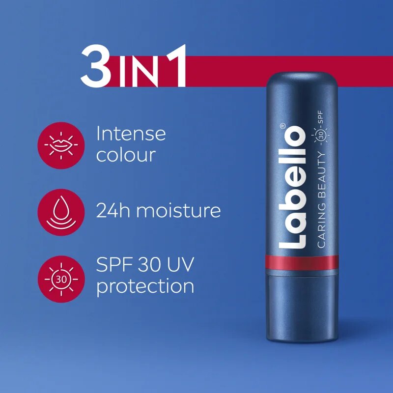 Labello Caring Beauty balzam za ustnice za toniranje odtenek Red 4.8 g