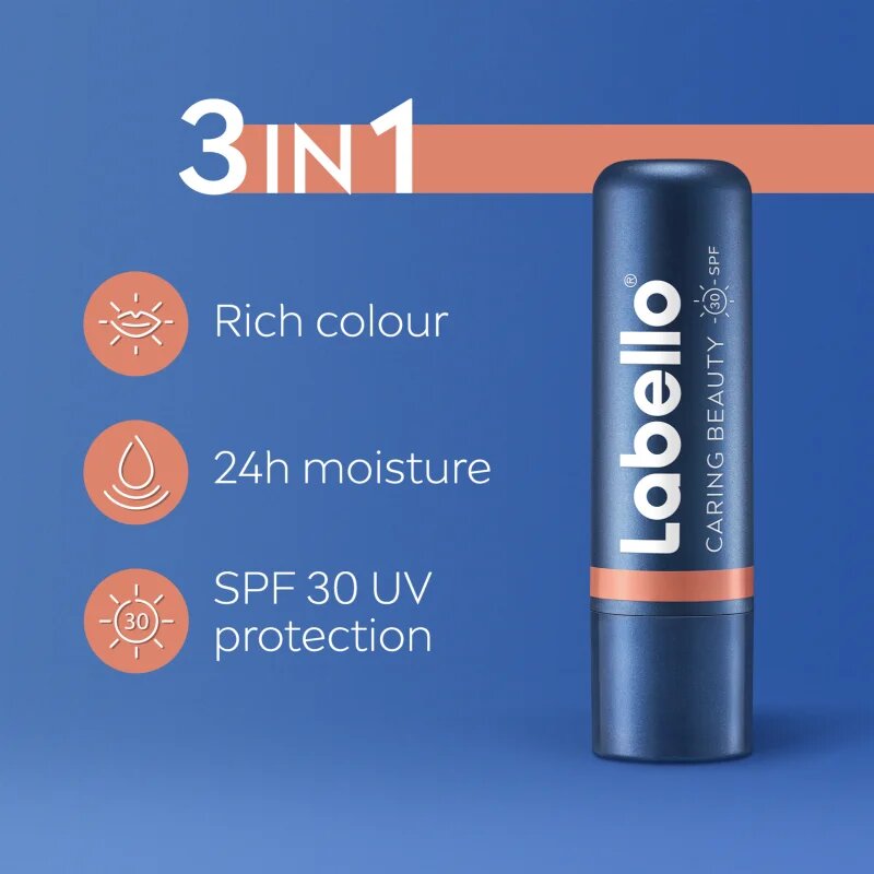 Labello Caring Beauty tonirani balzam za ustnice odtenek Nude 48 ml