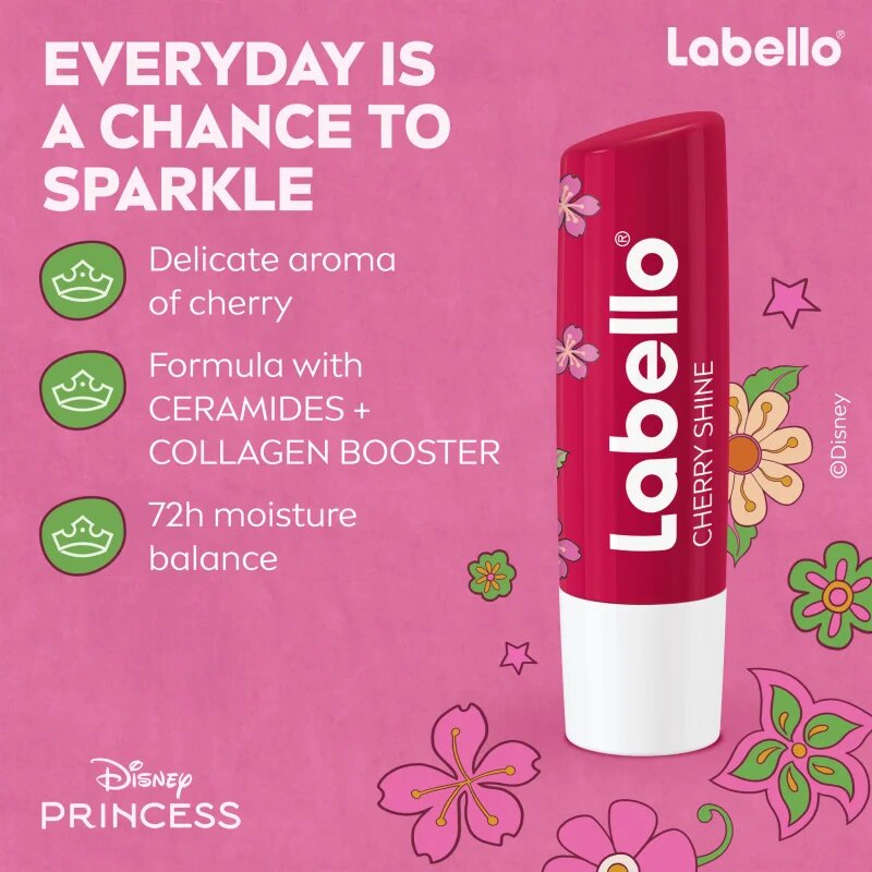 Labello Disney Princess Cherry Shine vlažilni balzam za ustnice 4.8 g