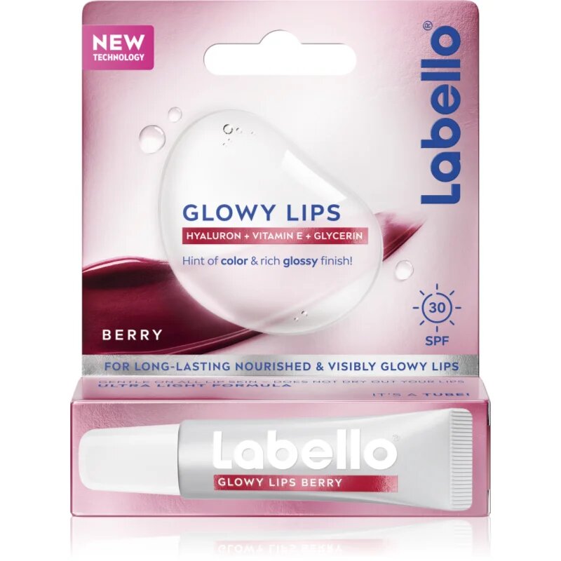 Labello Glowy Lips Berry tonirani balzam za ustnice s hialuronsko kislino SPF 30 10 ml