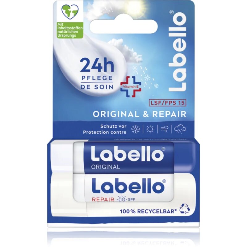 Labello Original & Repair obnovitveni vlažilni balzam za ustnice 2x4.8 g