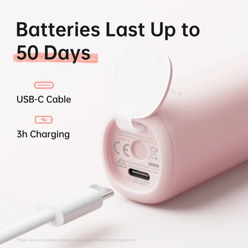 Laifen Wave Special električna zobna ščetka + 2 nadomestni glavi Pink 1 kos