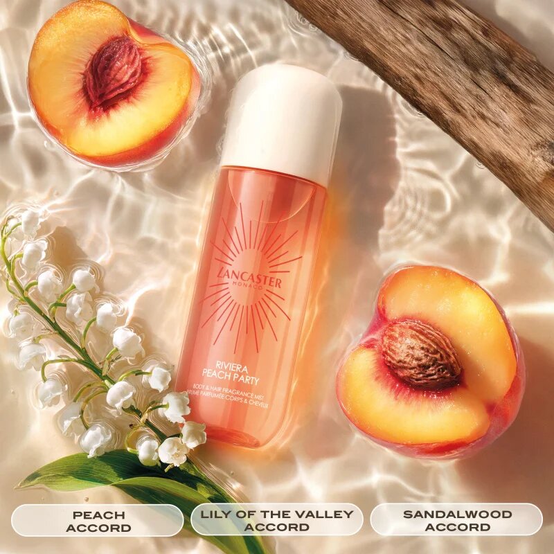Lancaster Eau de Hair & Body Mist parfumska meglica za obraz telo in lase dišave Peach Party 236 ml