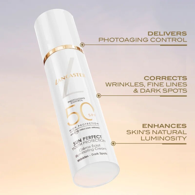 Lancaster Sun Perfect Sun Illuminating Cream SPF 50 posvetlitvena dnevna krema proti gubam in temnim madežem SPF 50 50 ml