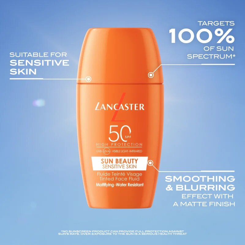 Lancaster Sun Sensitive Tinted Mattifying Fluid mat emulzija vodoodporna SPF 50 30 ml