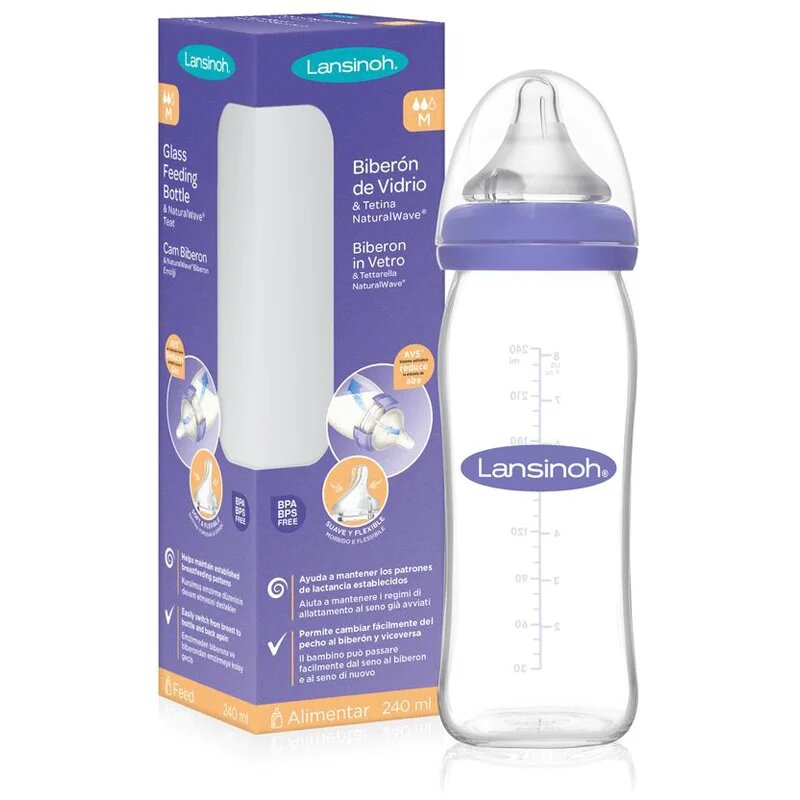 Lansinoh NaturalWave Glass steklenička za dojenčke Medium 1 kos