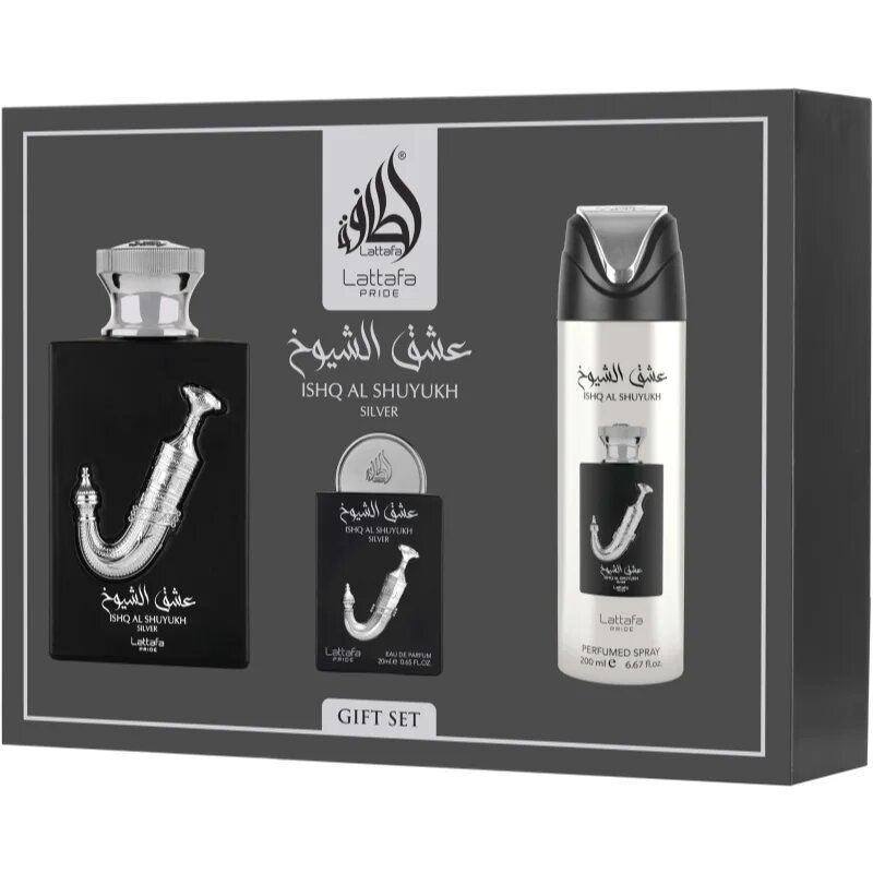 Lattafa Pride Ishq Al Shuyukh Silver darilni set uniseks 1 kos