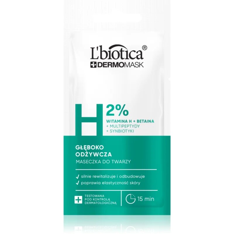 L’biotica DermoMask H 2% globinsko hranilna maska za obraz 8 ml