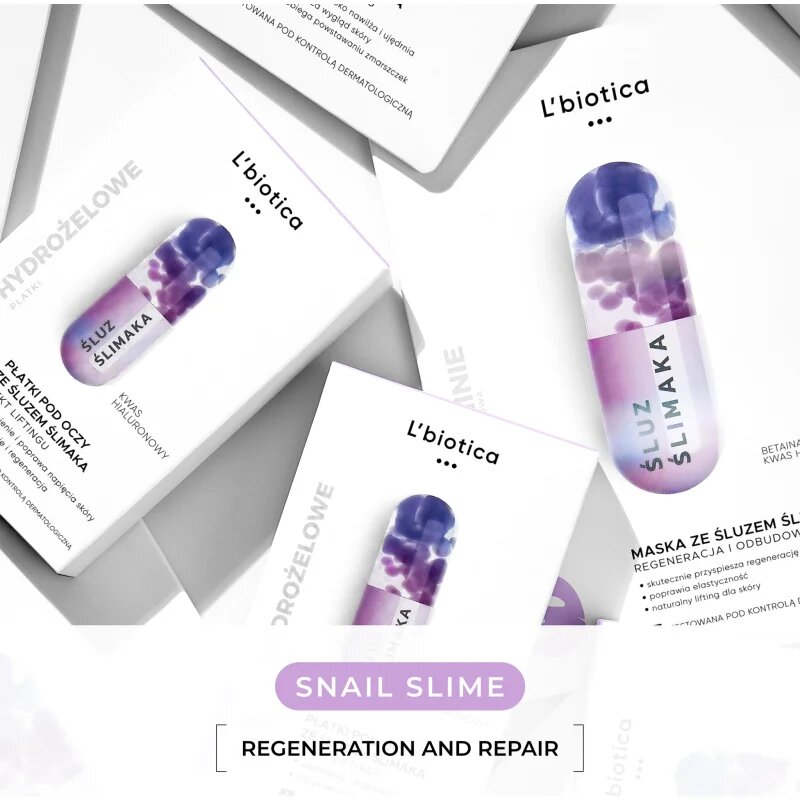 L’biotica Eye Patches Rejuvenating gladilna maska za predel okoli oči s polžjim ekstraktom 1 kos