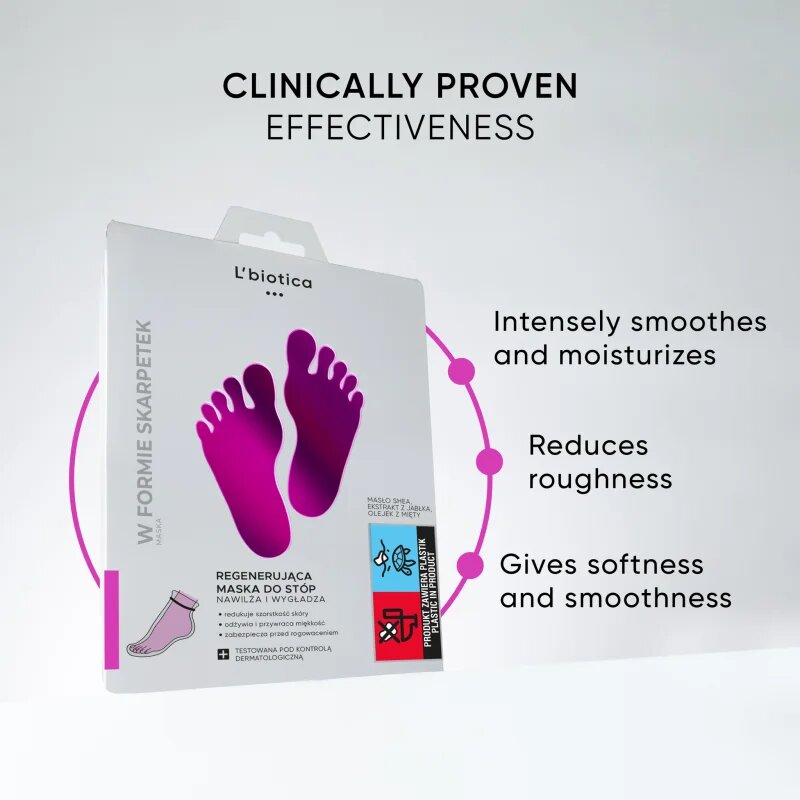 L’biotica Masks regeneracijska maska za stopala v obliki nogavic 32 ml