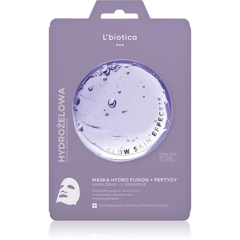 L’biotica PGA Hydro Fusion + Peptides intenzivna hidrogelna maska za poenotenje tona kože 1 kos