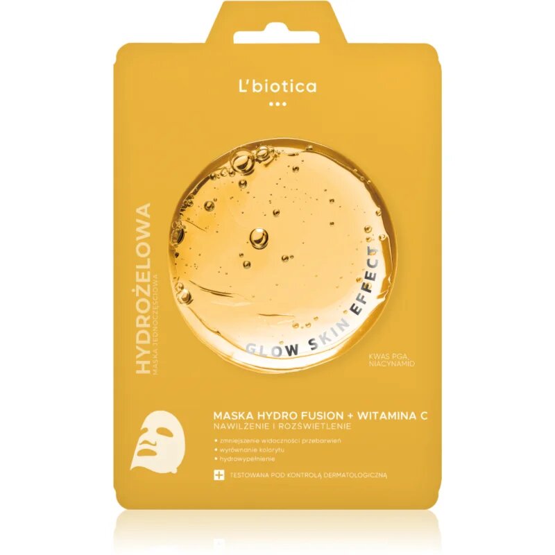 L’biotica PGA Hydro Fusion + Vitamin C intenzivna hidrogelna maska za osvetlitev kože 1 kos