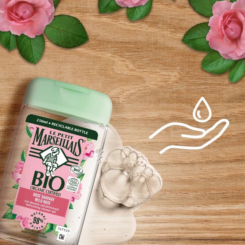Le Petit Marseillais Bio Wild Rose osvežujoč gel za prhanje 250 ml