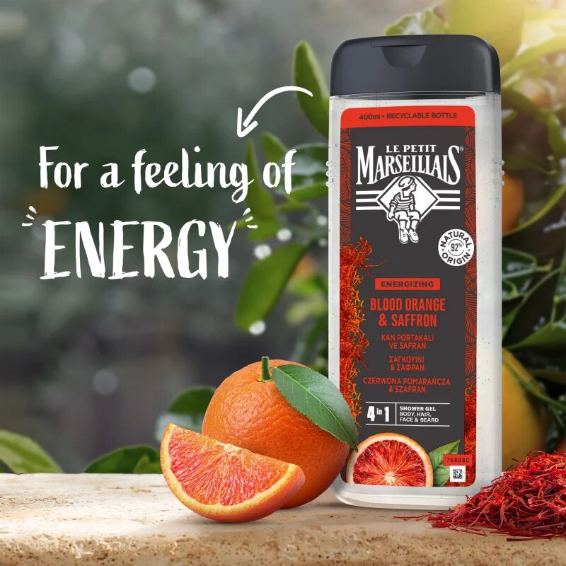 Le Petit Marseillais Blood Orange & Saffron gel za prhanje 4 v 1 za moške 400 ml