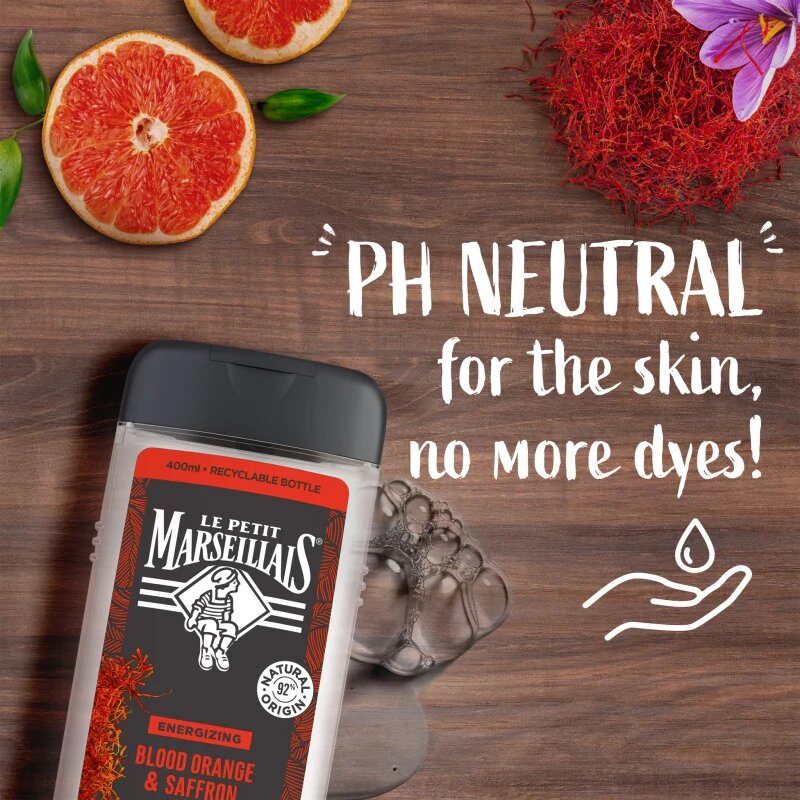 Le Petit Marseillais Blood Orange & Saffron gel za prhanje 4 v 1 za moške 400 ml