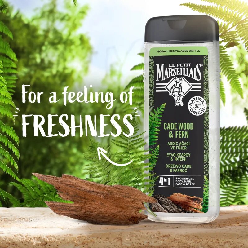 Le Petit Marseillais Cade Wood & Fern gel za prhanje 4 v 1 za moške 400 ml