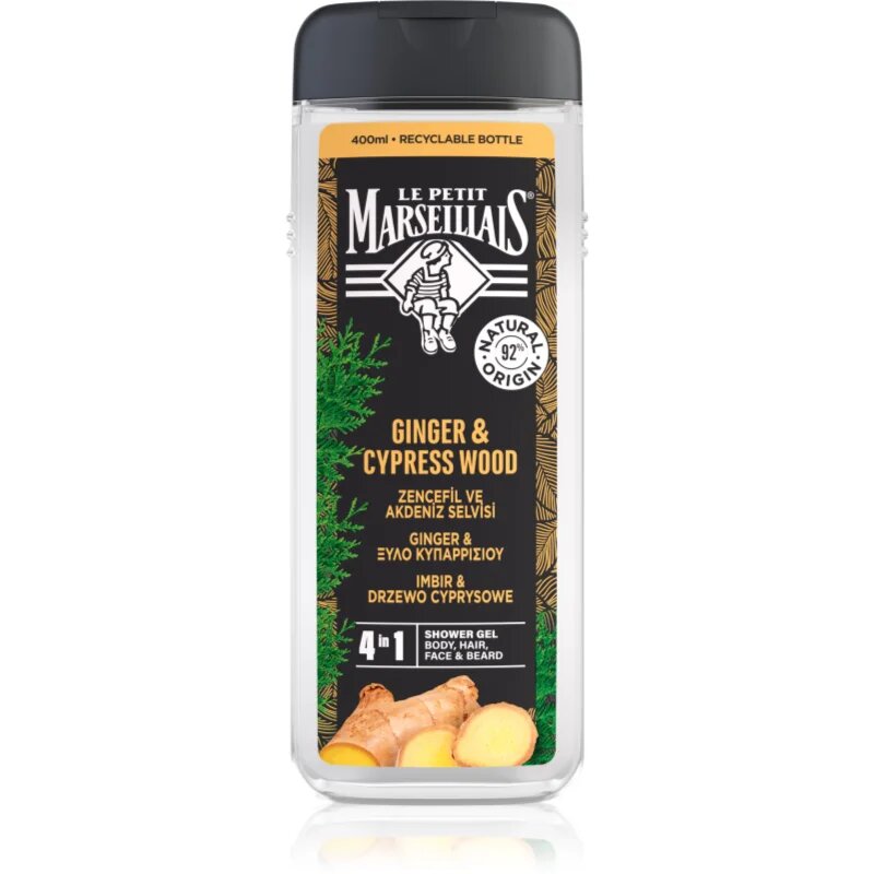 Le Petit Marseillais Ginger & Cypress Wood gel za prhanje 4 v 1 za moške 400 ml