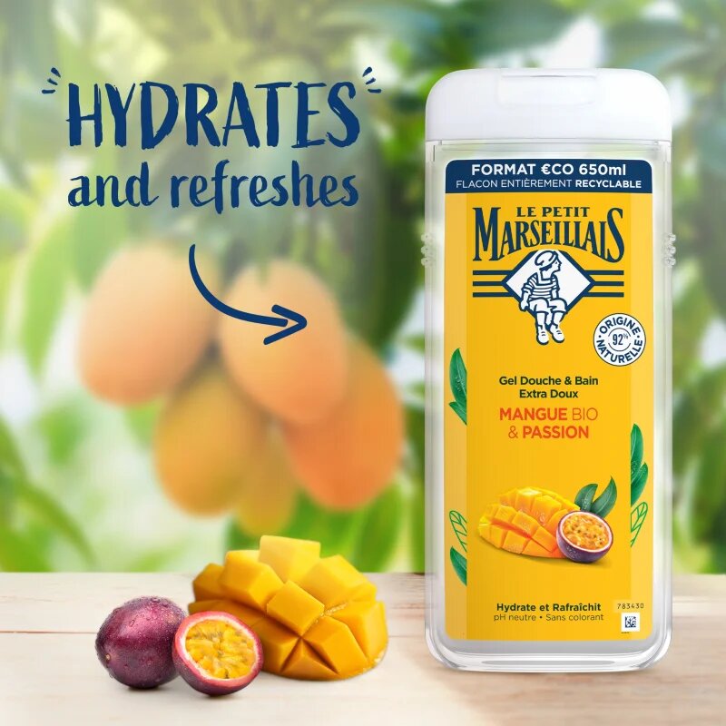 Le Petit Marseillais Mango BIO & Passion Fruit nežni gel za prhanje 400 ml