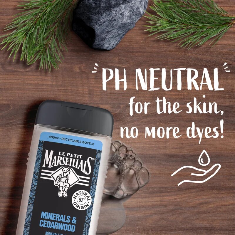 Le Petit Marseillais Minerals & Cedarwood gel za prhanje 4 v 1 za moške 400 ml