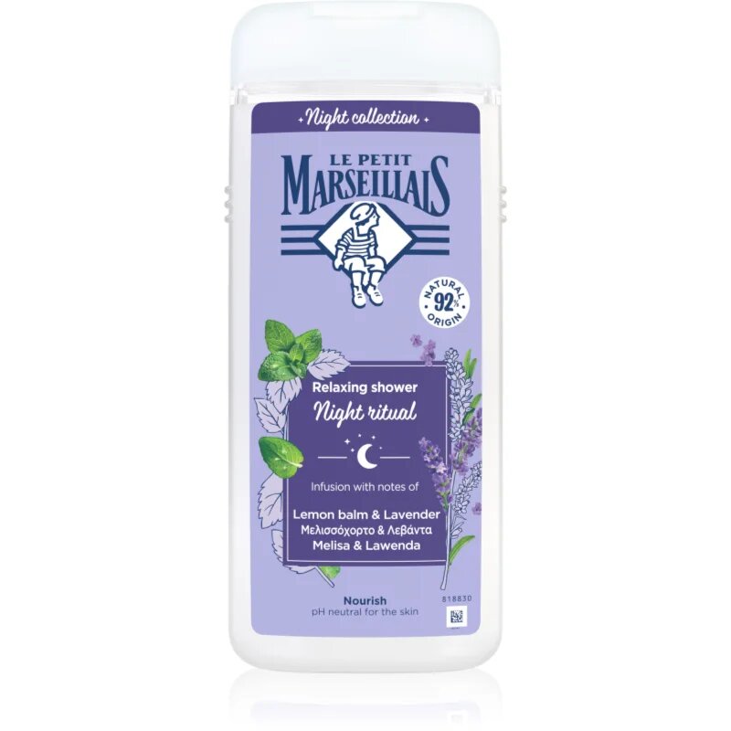Le Petit Marseillais Night Collection Lemon Balm & Lavender relaksacijski gel za prhanje 650 ml