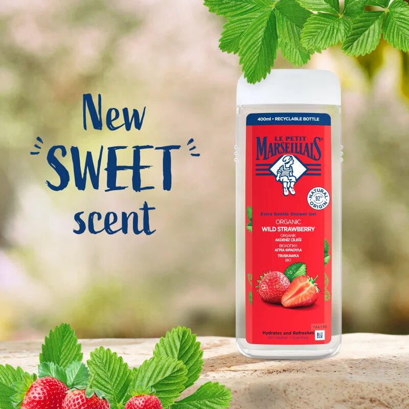 Le Petit Marseillais Organic Wild Strawberry nežni gel za prhanje 400 ml