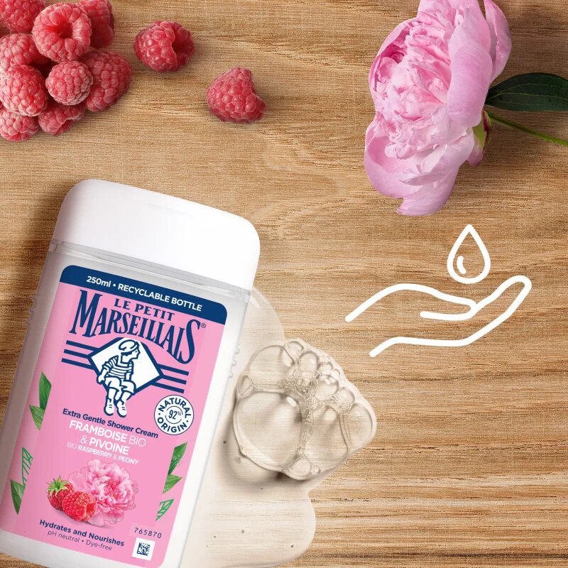 Le Petit Marseillais Raspberry BIO & Peony kremasti gel za prhanje 250 ml
