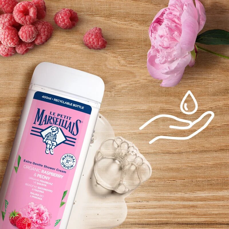 Le Petit Marseillais Raspberry BIO & Peony kremasti gel za prhanje 400 ml
