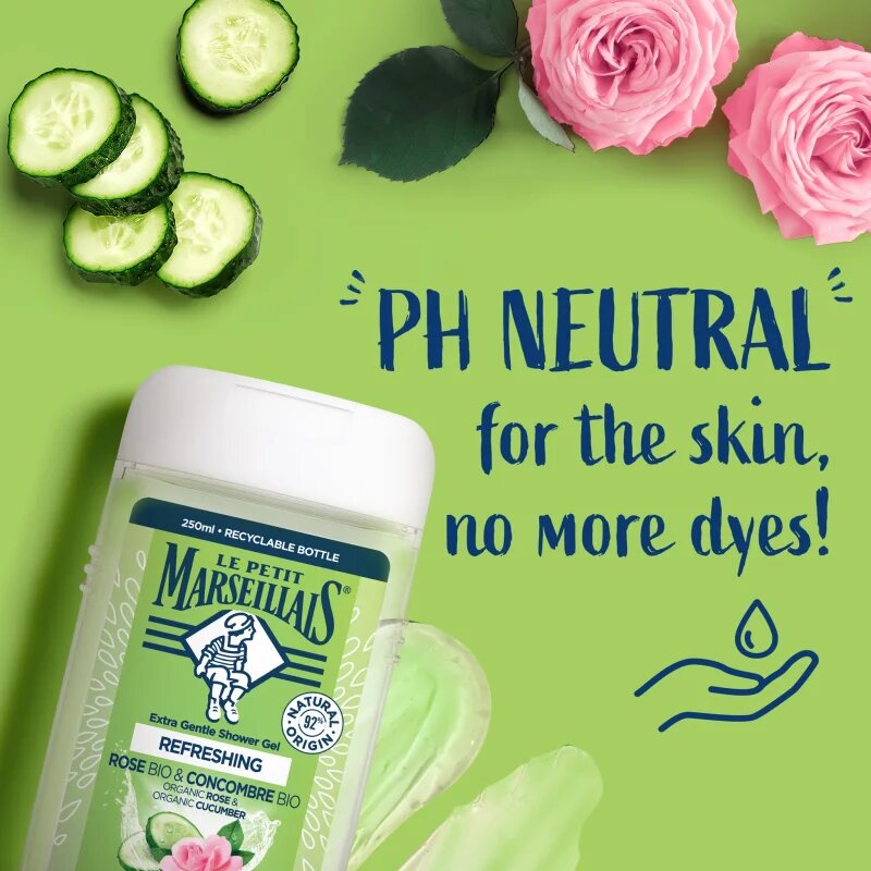 Le Petit Marseillais Rose BIO & Cucumber BIO nežni gel za prhanje 250 ml