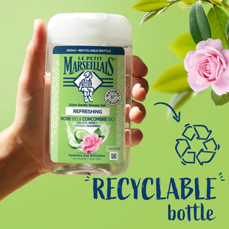 Le Petit Marseillais Rose BIO & Cucumber BIO nežni gel za prhanje 250 ml