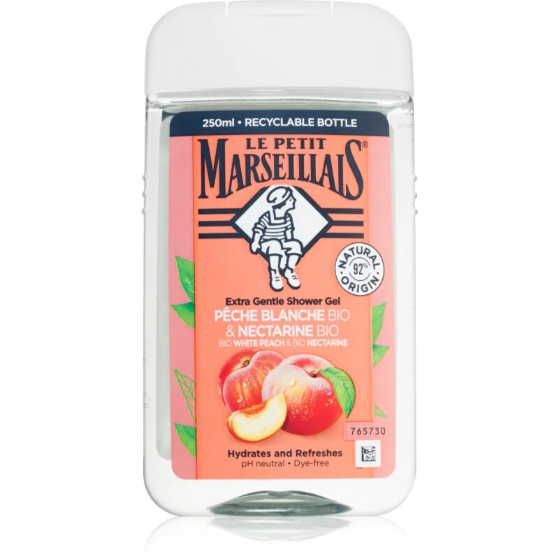 Le Petit Marseillais White Peach Bio & Nectarine Bio nežni gel za prhanje 250 ml