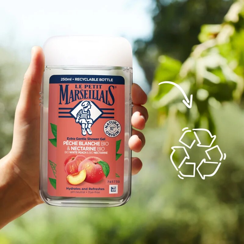 Le Petit Marseillais White Peach Bio & Nectarine Bio nežni gel za prhanje 250 ml
