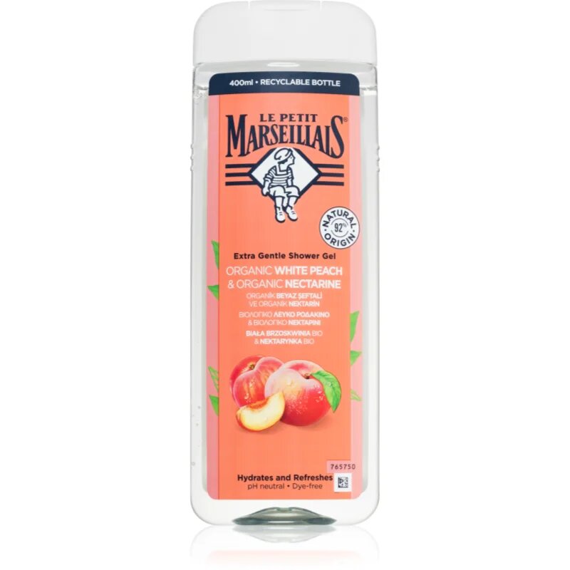 Le Petit Marseillais White Peach Bio & Nectarine Bio nežni gel za prhanje 400 ml