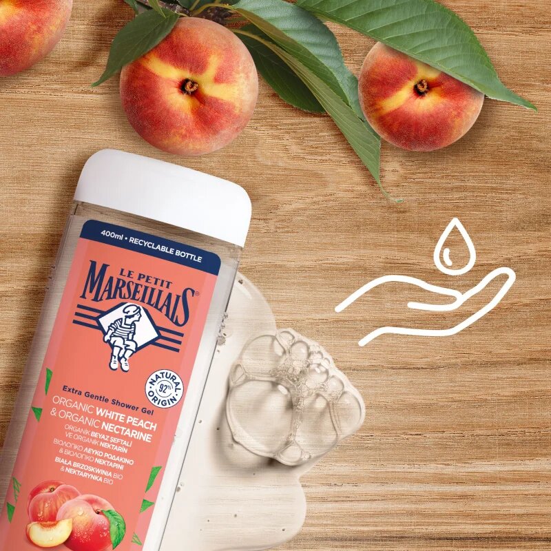 Le Petit Marseillais White Peach Bio & Nectarine Bio nežni gel za prhanje 400 ml