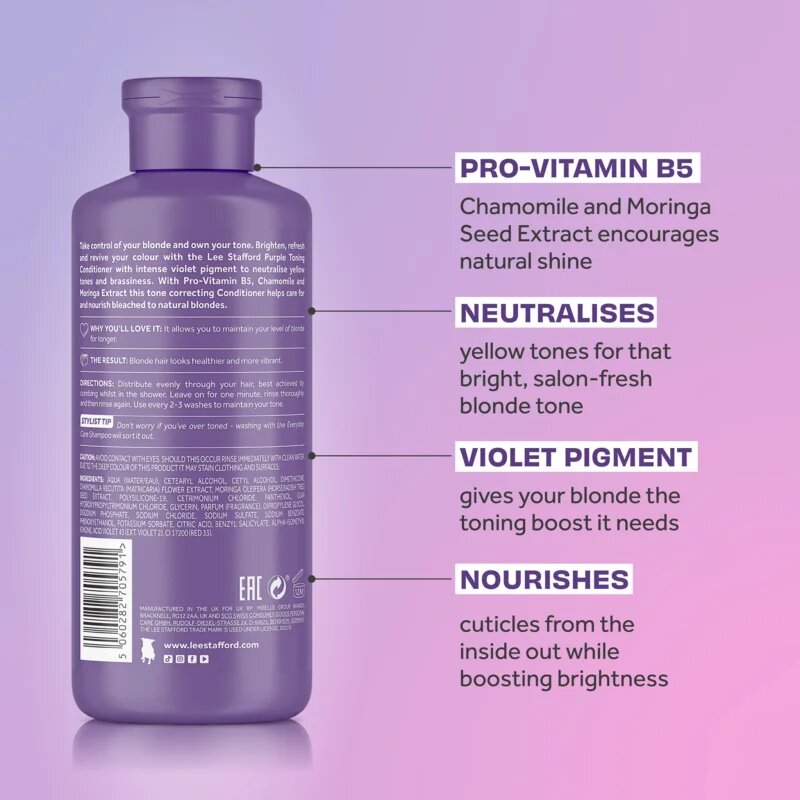 Lee Stafford Bleach Blondes Toning Conditioner balzam za toniranje za blond lase in lase s prameni 250 ml