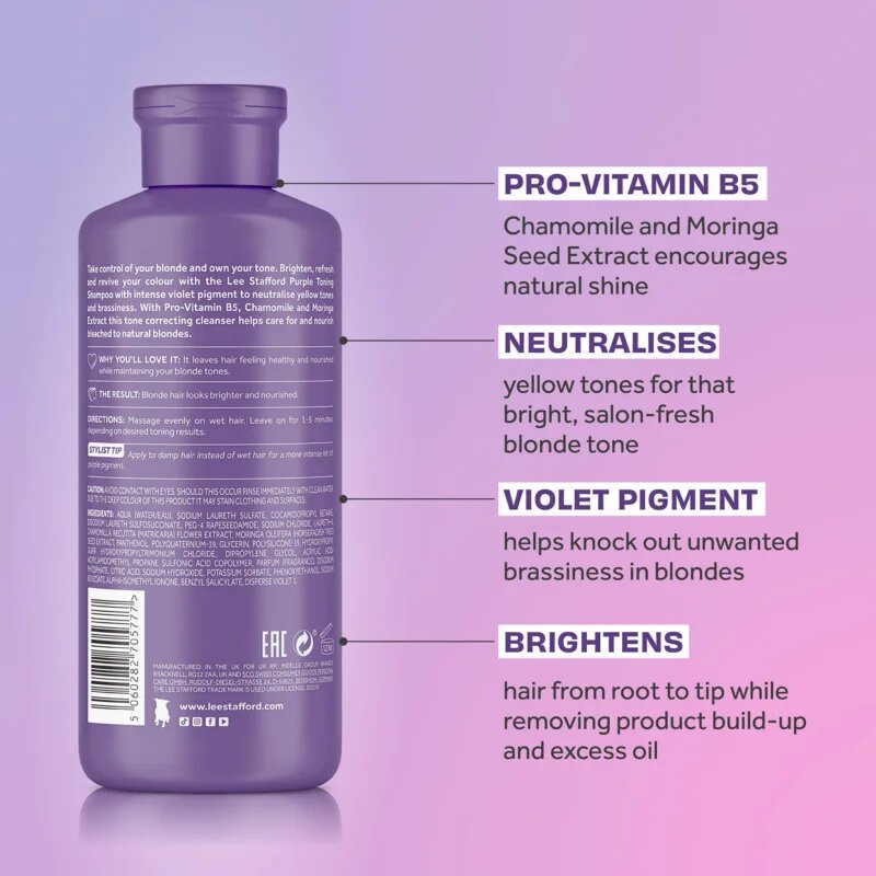 Lee Stafford Bleach Blondes Toning Shampoo šampon za blond lase za nevtralizacijo rumenih odtenkov 250 ml