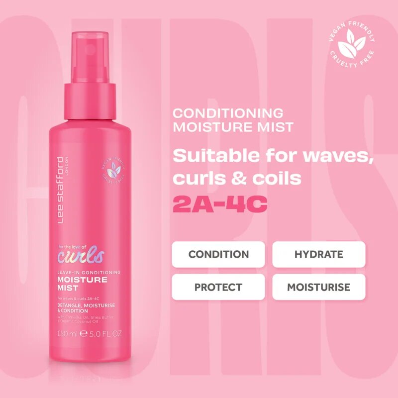 Lee Stafford For The Love Of Curls Leave In Conditioning Moisture Mist balzam brez spiranja v pršilu za kodraste lase 150 ml