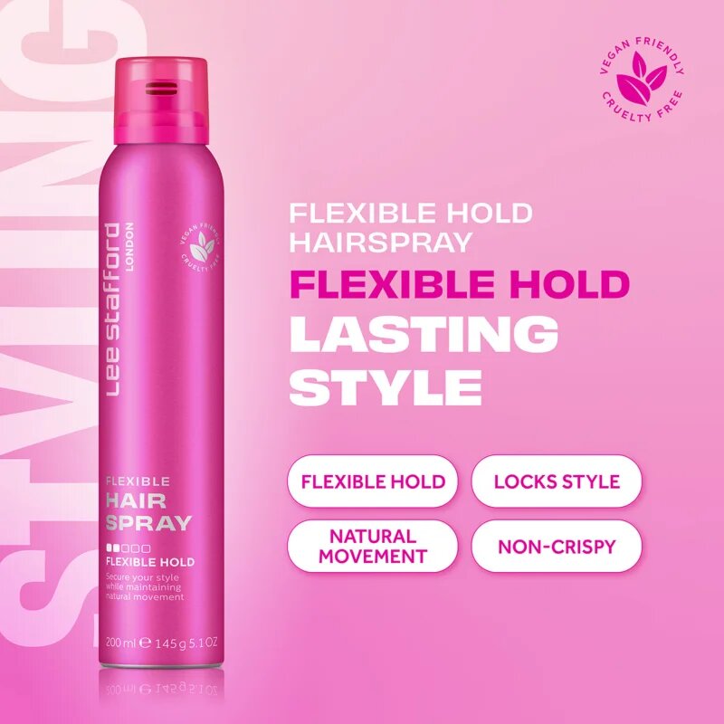 Lee Stafford Styling Hair Spray Flexible Hold Fat n Flexible lak za lase za fleksibilno učvrstitev 200 ml