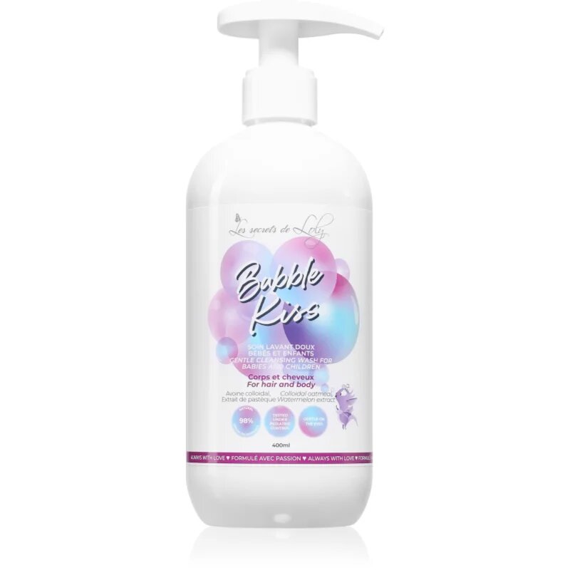 Les Secrets De Loly Bubble Kiss gel za umivanje za telo in lase za otroke 400 ml