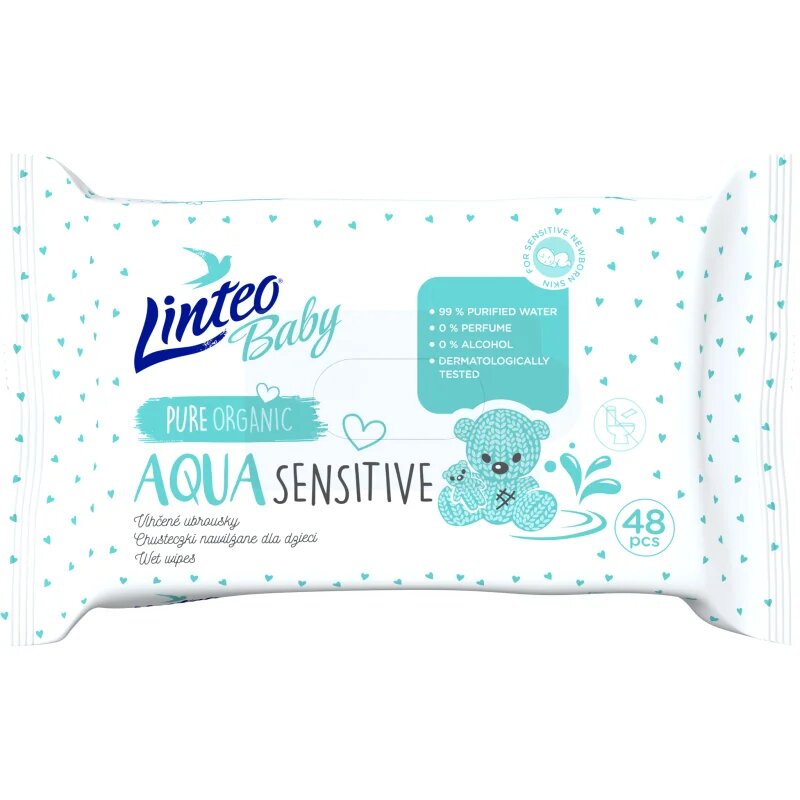 Linteo Baby Aqua Sensitive otroški nežni vlažni robčki 48 kos