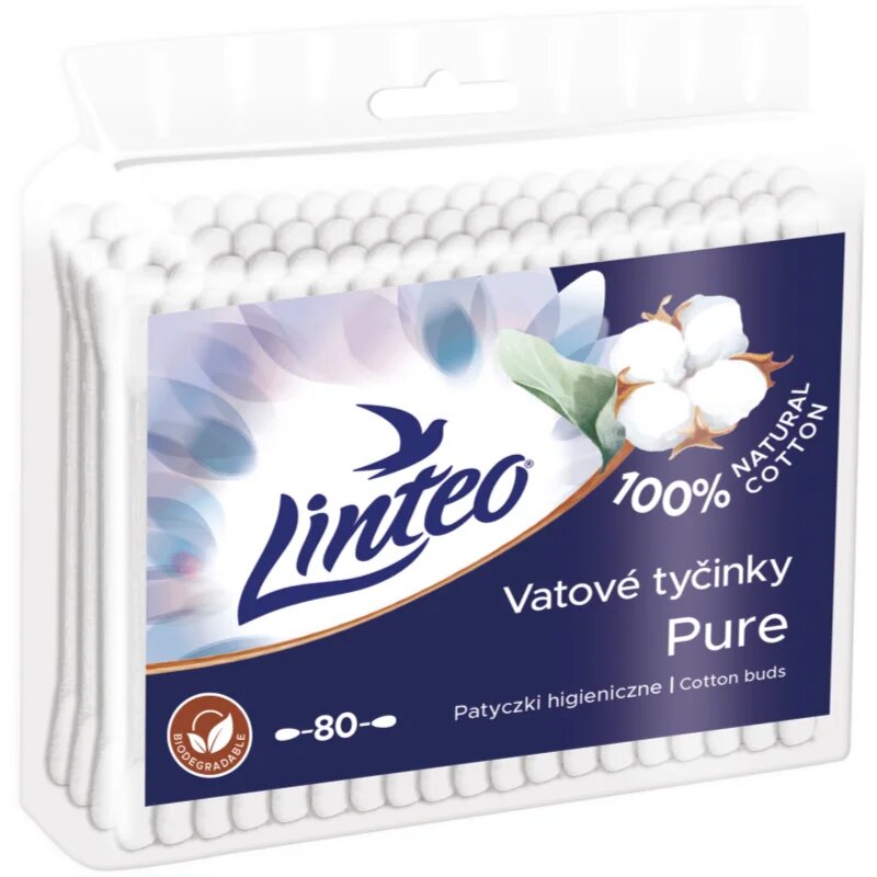 Linteo Natural Cotton Buds vatne paličice v vrečki 80 kos