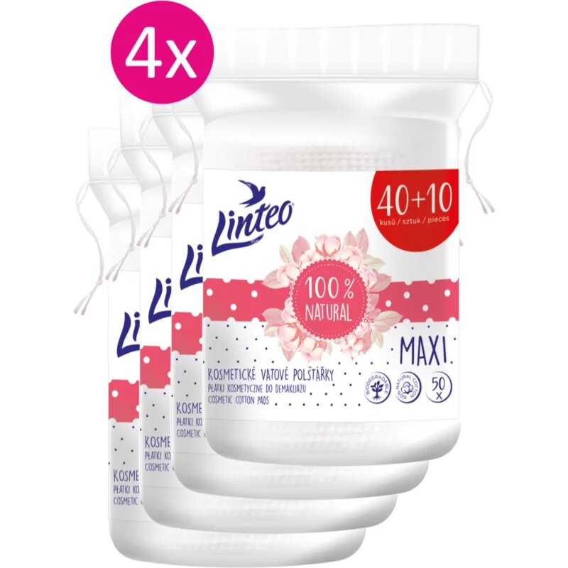 Linteo Natural Cotton Pads blazinice za odstranjevanje ličil 40 + 10ks x 4