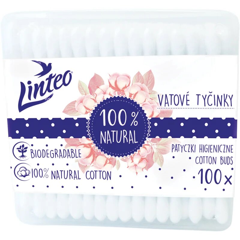 Linteo Natural vatne paličice posoda 100 kos